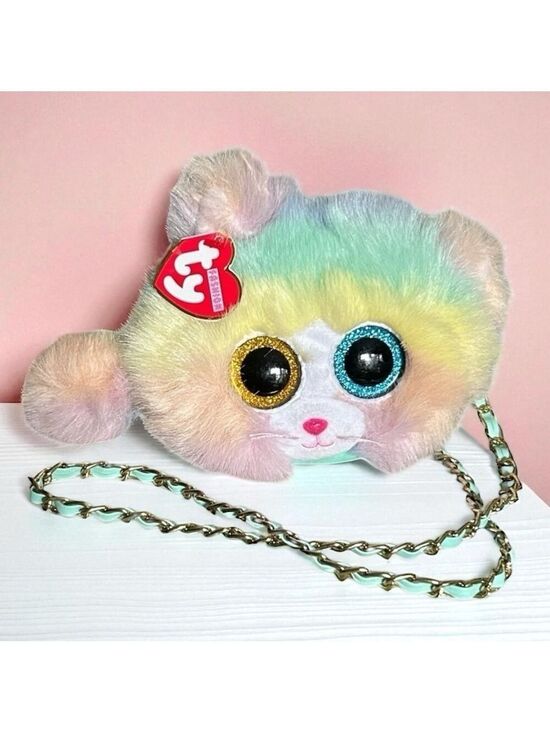 Ty Other - Ty Fashion Heather Cat Mini Purse in Rainbow Faux Fur with Chain Strap